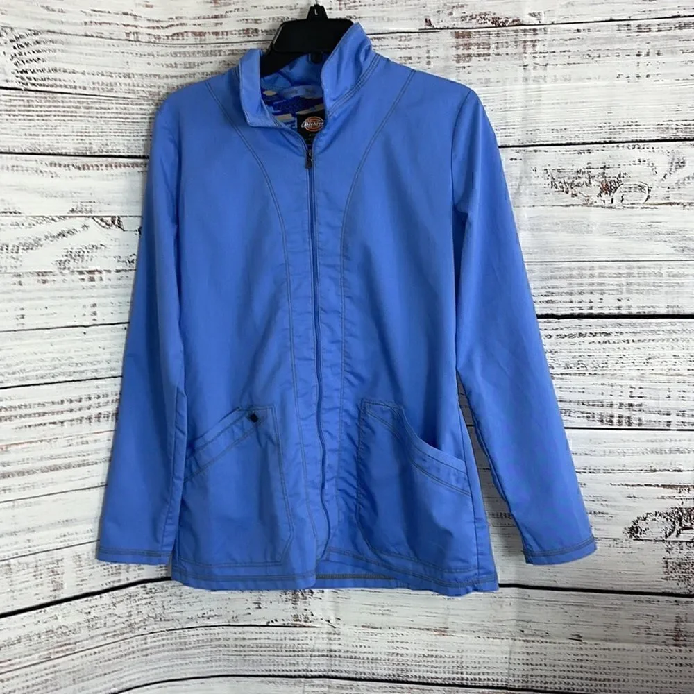 Dickies Jacket Womens Size petite Small Work Front zip up‎ Long Sleeve Blue work